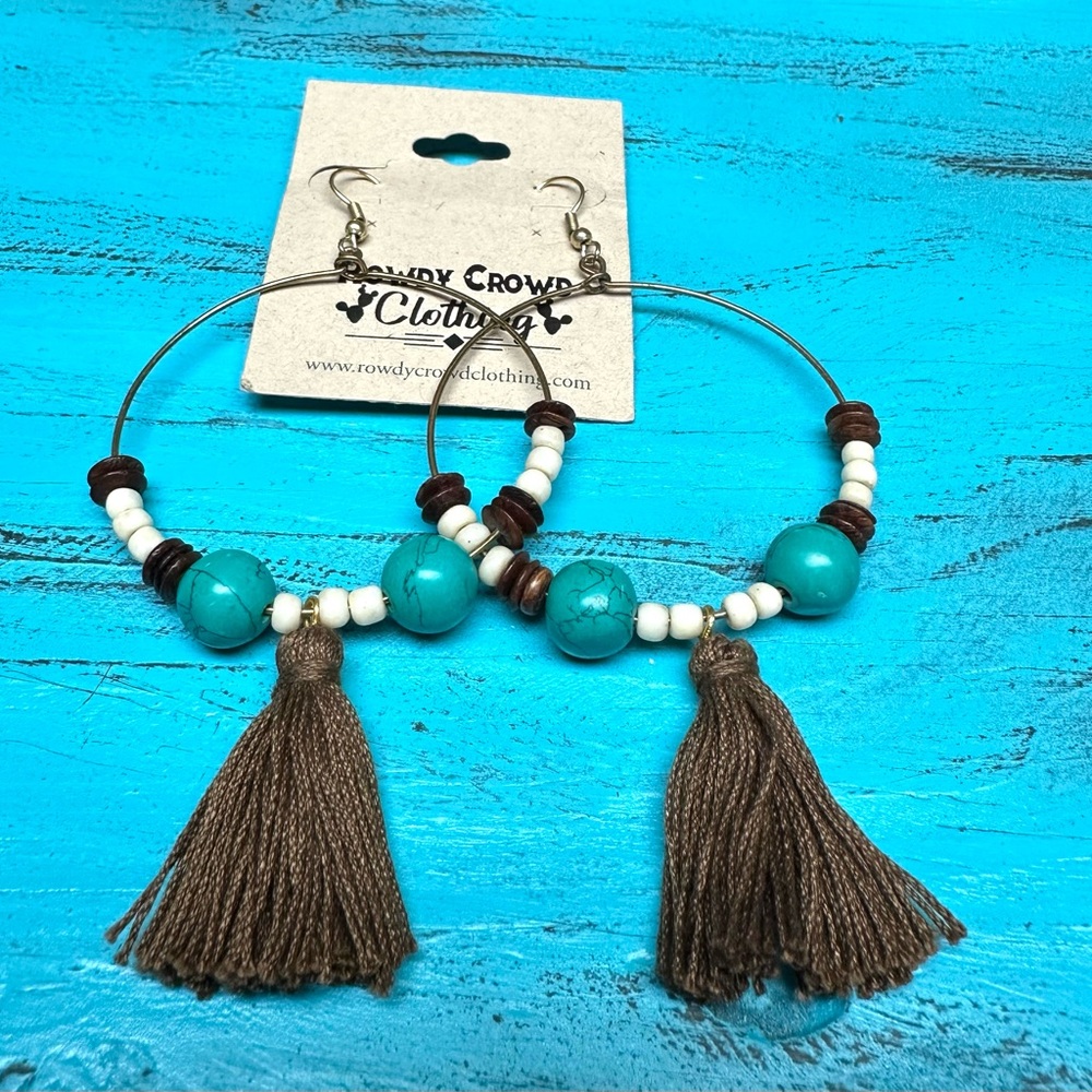 Chocolate Tassel Hoop Earrings